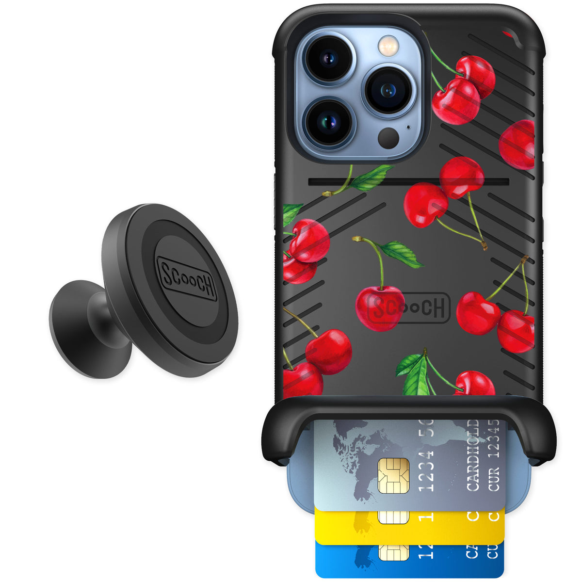 Scooch Wingmate Very Cherry for iPhone 13 Pro — Starter Bundle