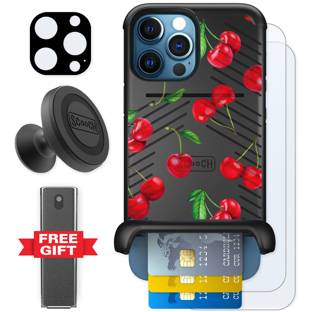 Scooch Wingmate Very Cherry for iPhone 12 Pro Max — Defender Bundle