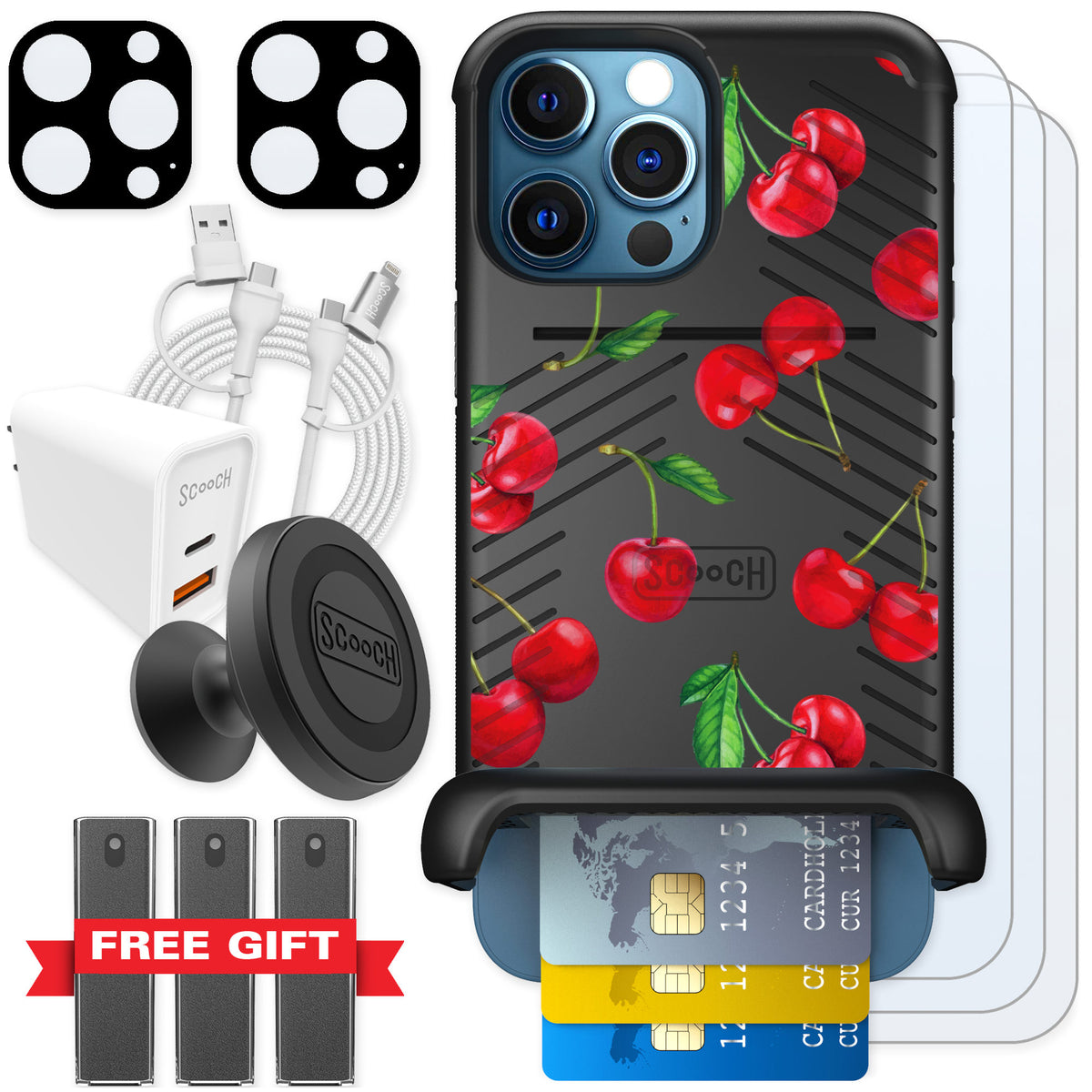 Scooch Wingmate Very Cherry for iPhone 12 Pro Max — Ultimate Bundle