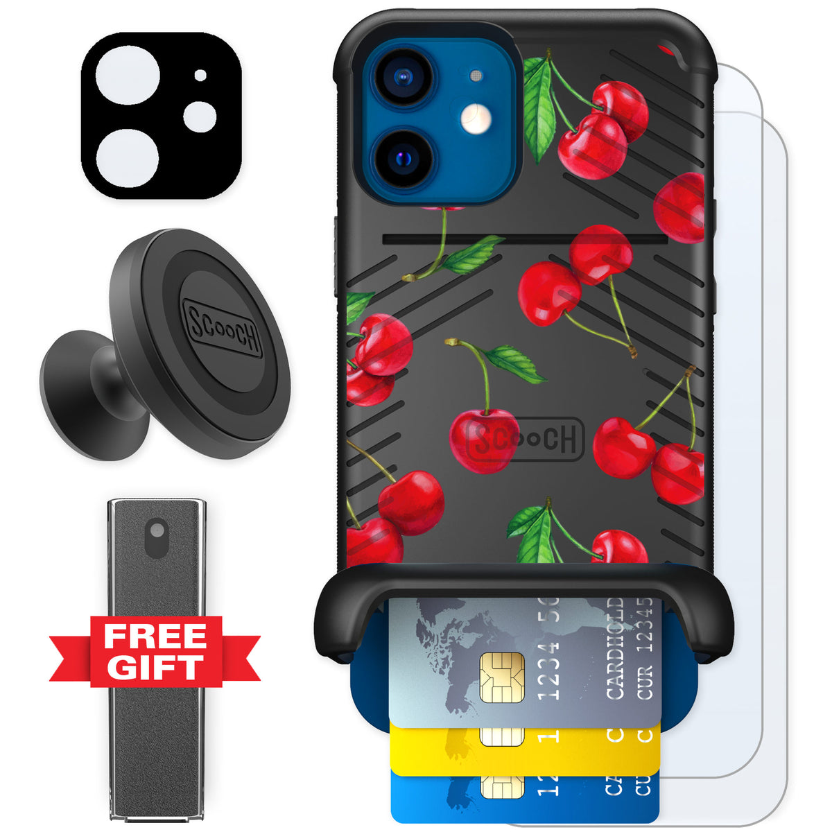 Scooch Wingmate Very Cherry for iPhone 12 — Defender Bundle