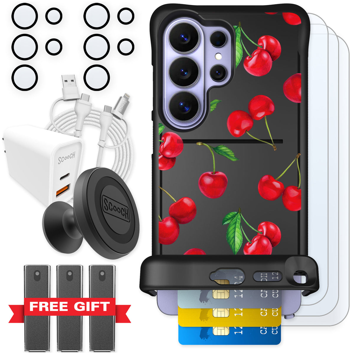 Scooch Wingmate Very Cherry for Galaxy S26 Ultra — Ultimate Bundle
