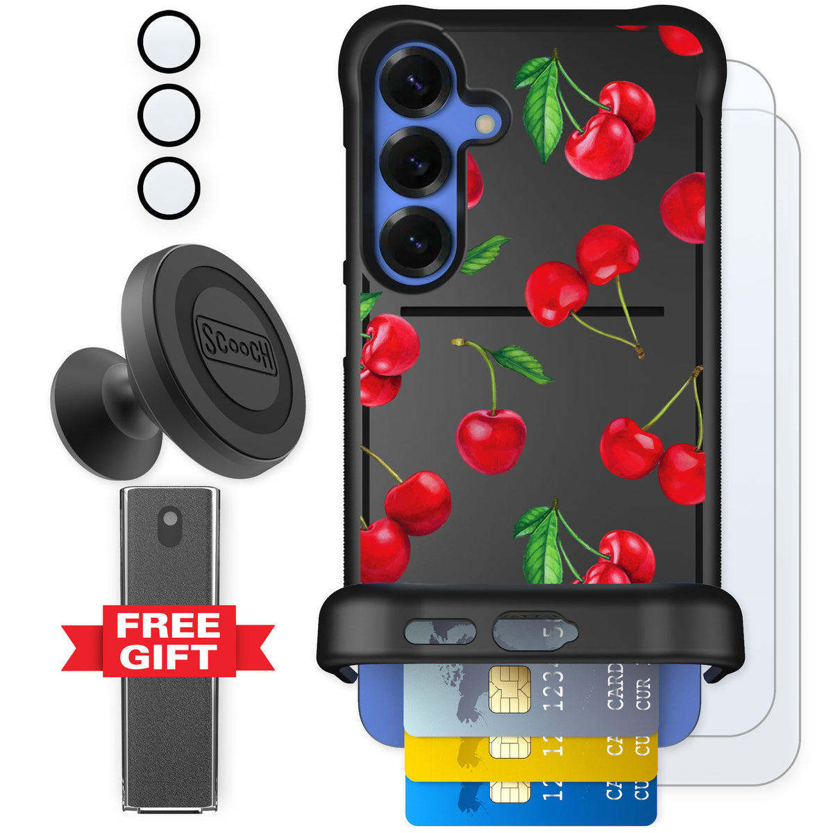 Scooch Wingmate Very Cherry for Galaxy S25+ — Defender Bundle