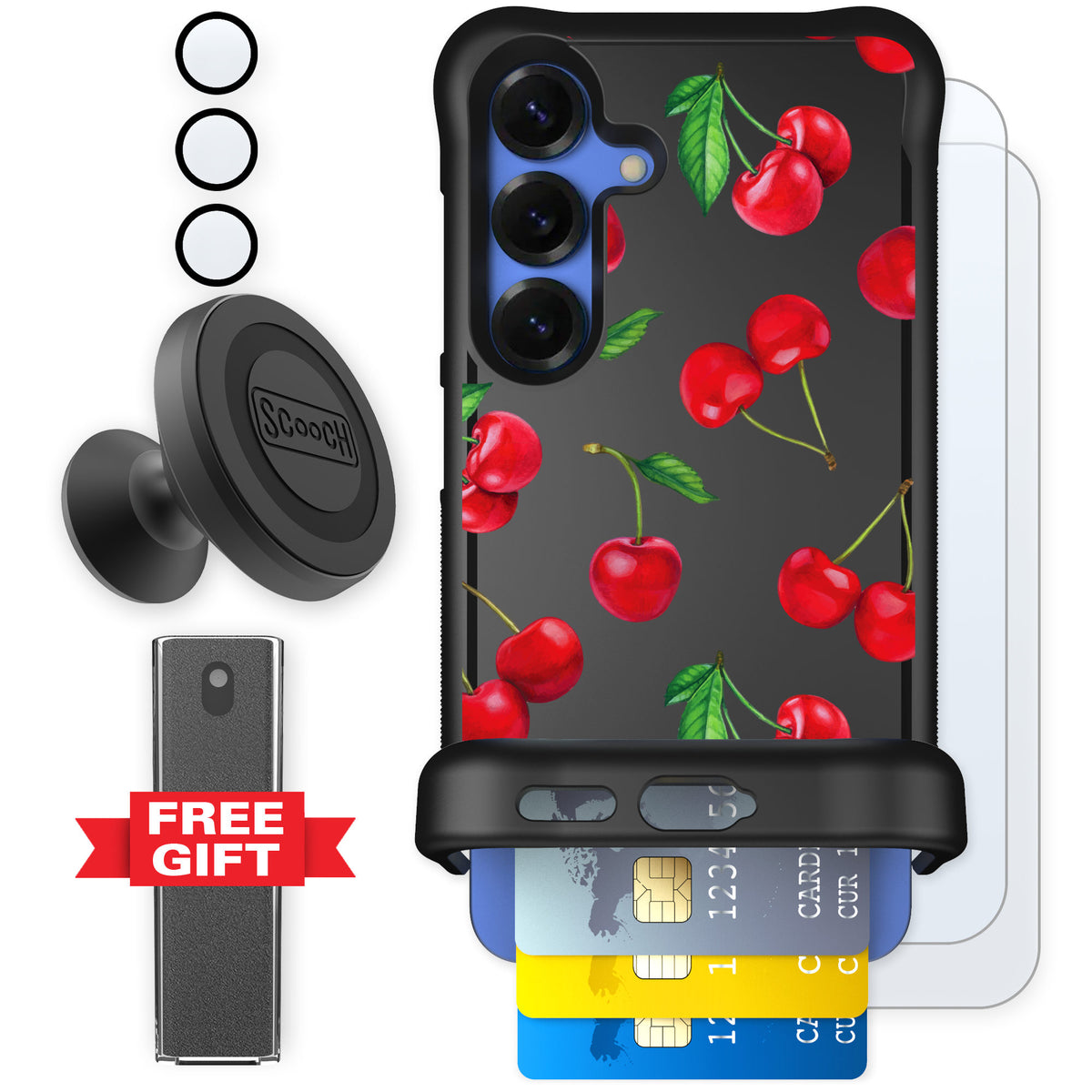 Scooch Wingmate Very Cherry for Galaxy S25 — Defender Bundle