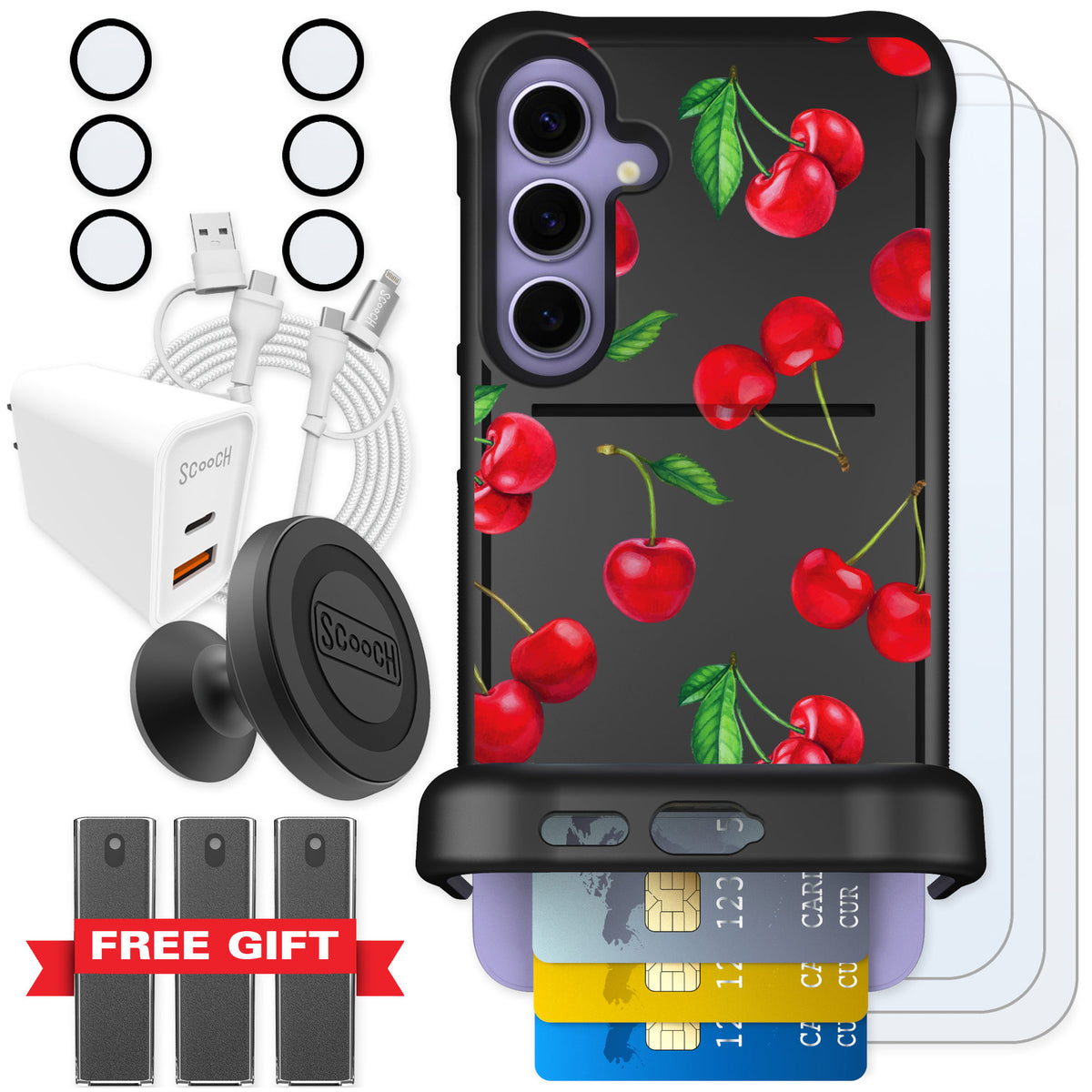 Scooch Wingmate Very Cherry for Galaxy S24+ — Ultimate Bundle