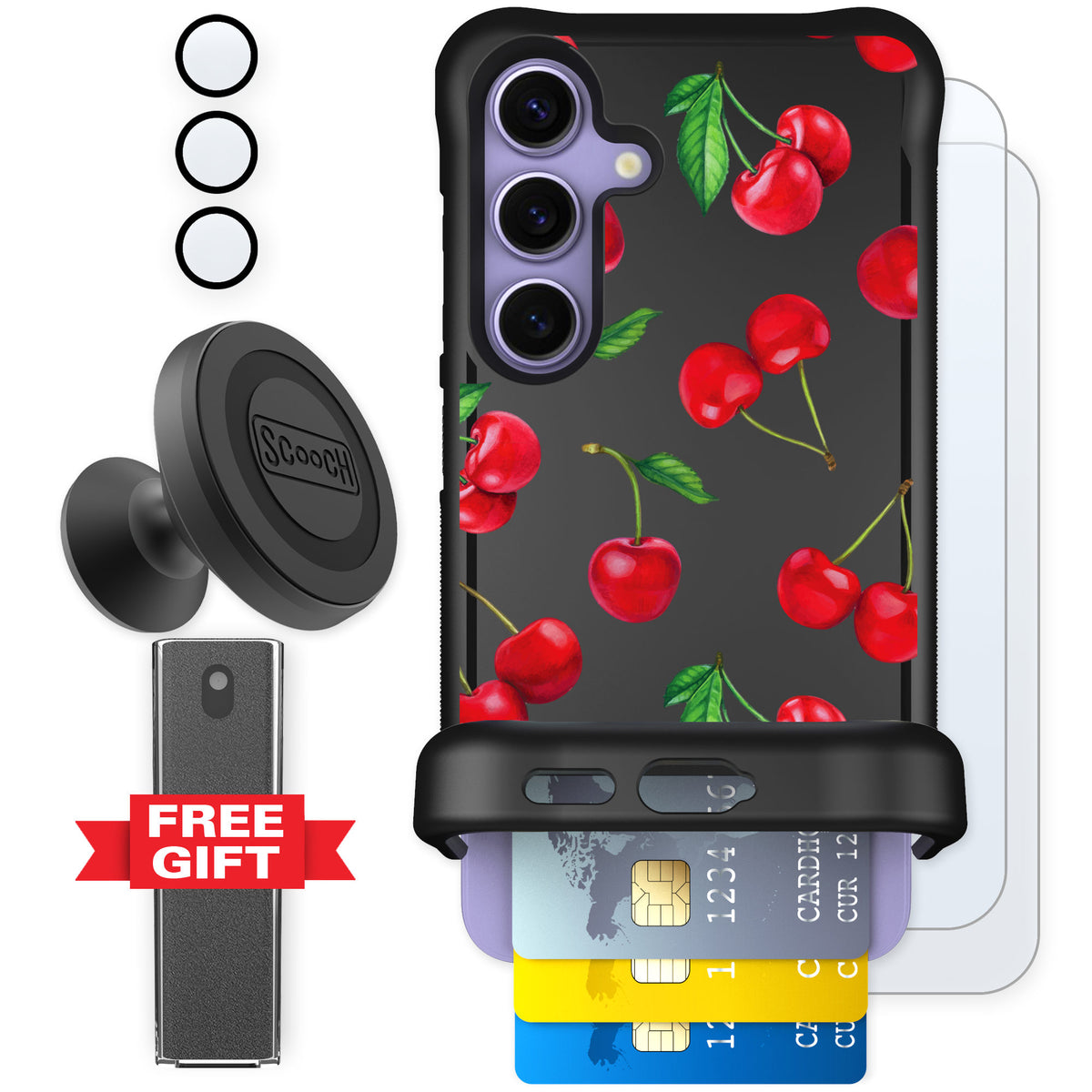 Scooch Wingmate Very Cherry for Galaxy S24 — Defender Bundle