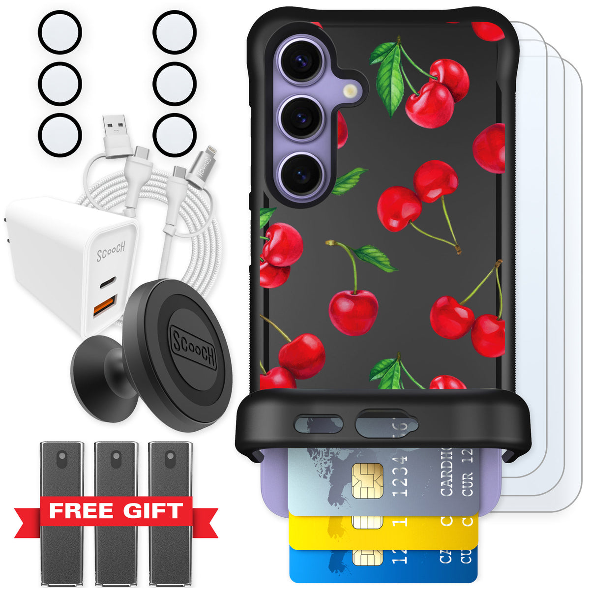 Scooch Wingmate Very Cherry for Galaxy S24 — Ultimate Bundle