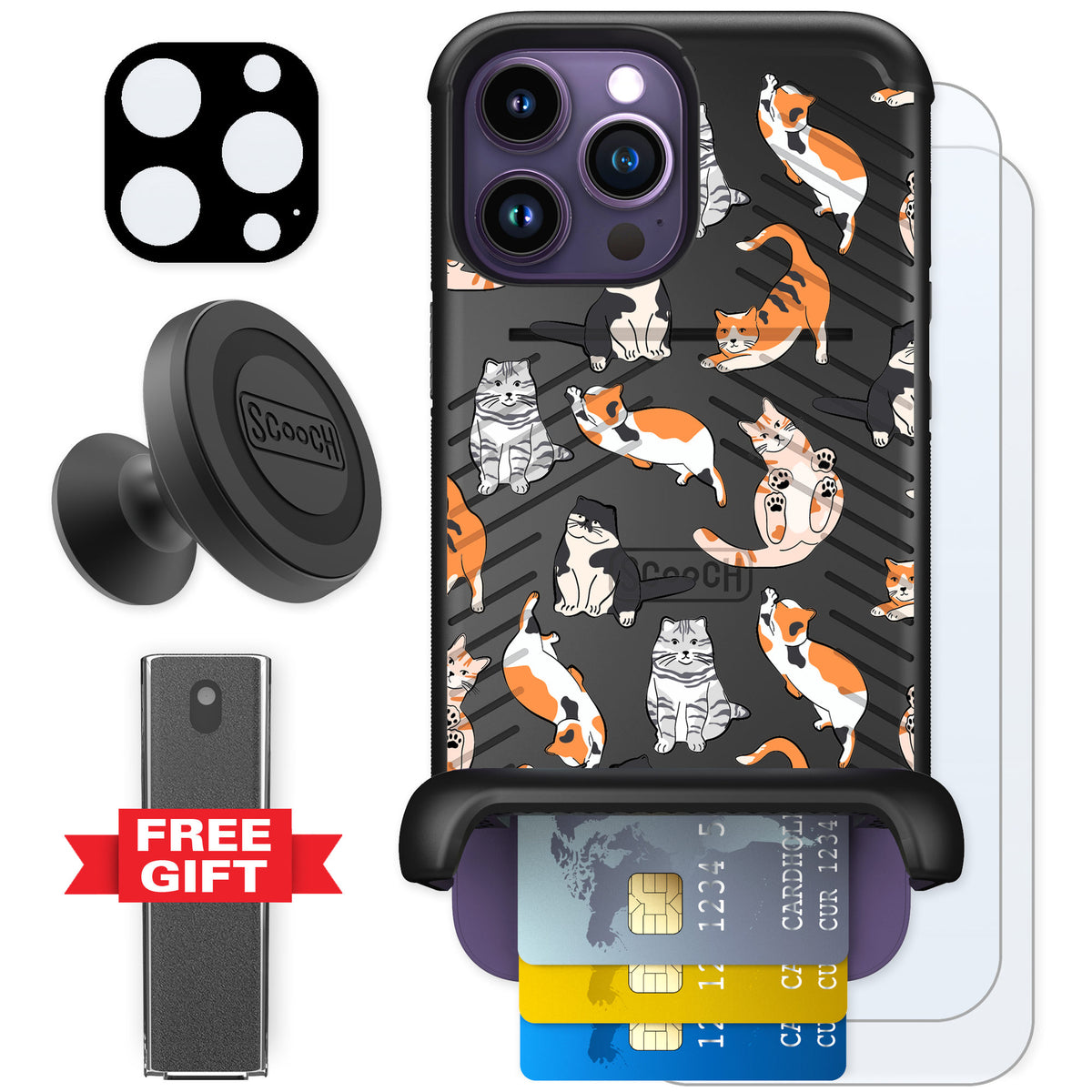 Scooch Wingmate Kitty Crew for iPhone 14 Pro Max — Defender Bundle