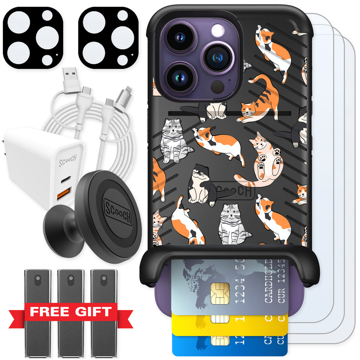 Scooch Wingmate Kitty Crew for iPhone 14 Pro — Ultimate Bundle