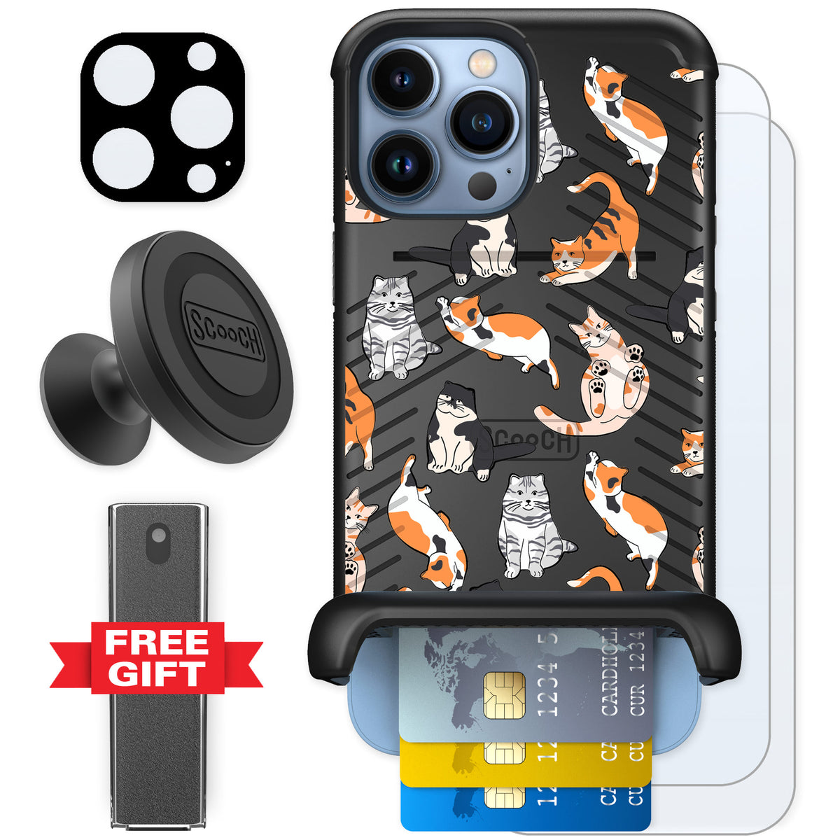 Scooch Wingmate Kitty Crew for iPhone 13 Pro Max — Defender Bundle