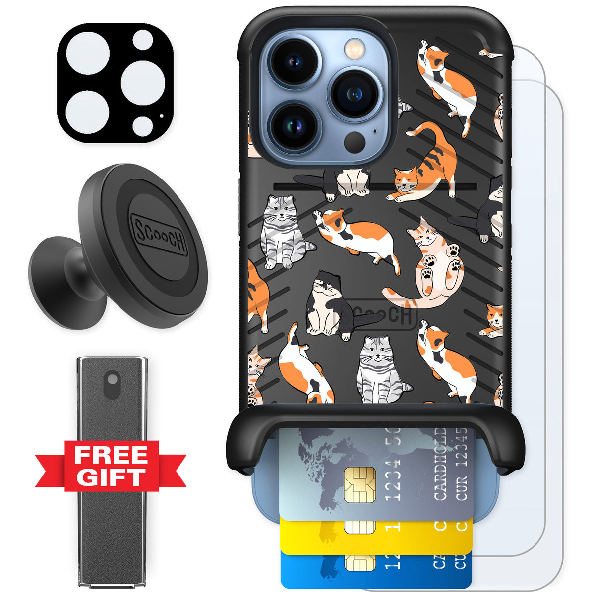 Scooch Wingmate Kitty Crew for iPhone 13 Pro — Defender Bundle
