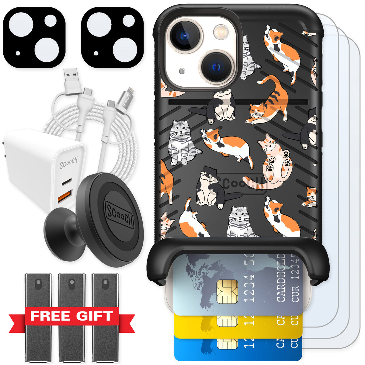 Scooch Wingmate Kitty Crew for iPhone 13 mini — Ultimate Bundle