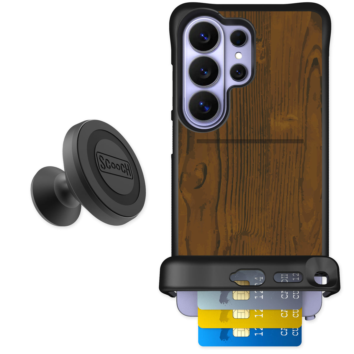Scooch Wingmate Wood Grain for Galaxy S26 Ultra — Starter Bundle