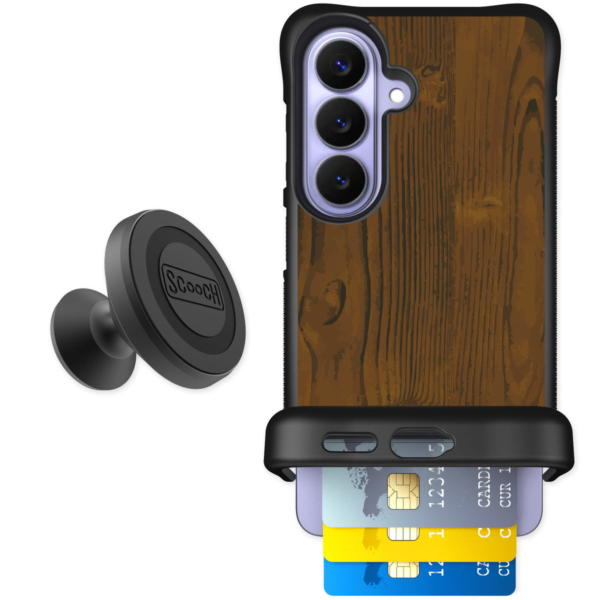 Scooch Wingmate Wood Grain for Galaxy S26 — Starter Bundle