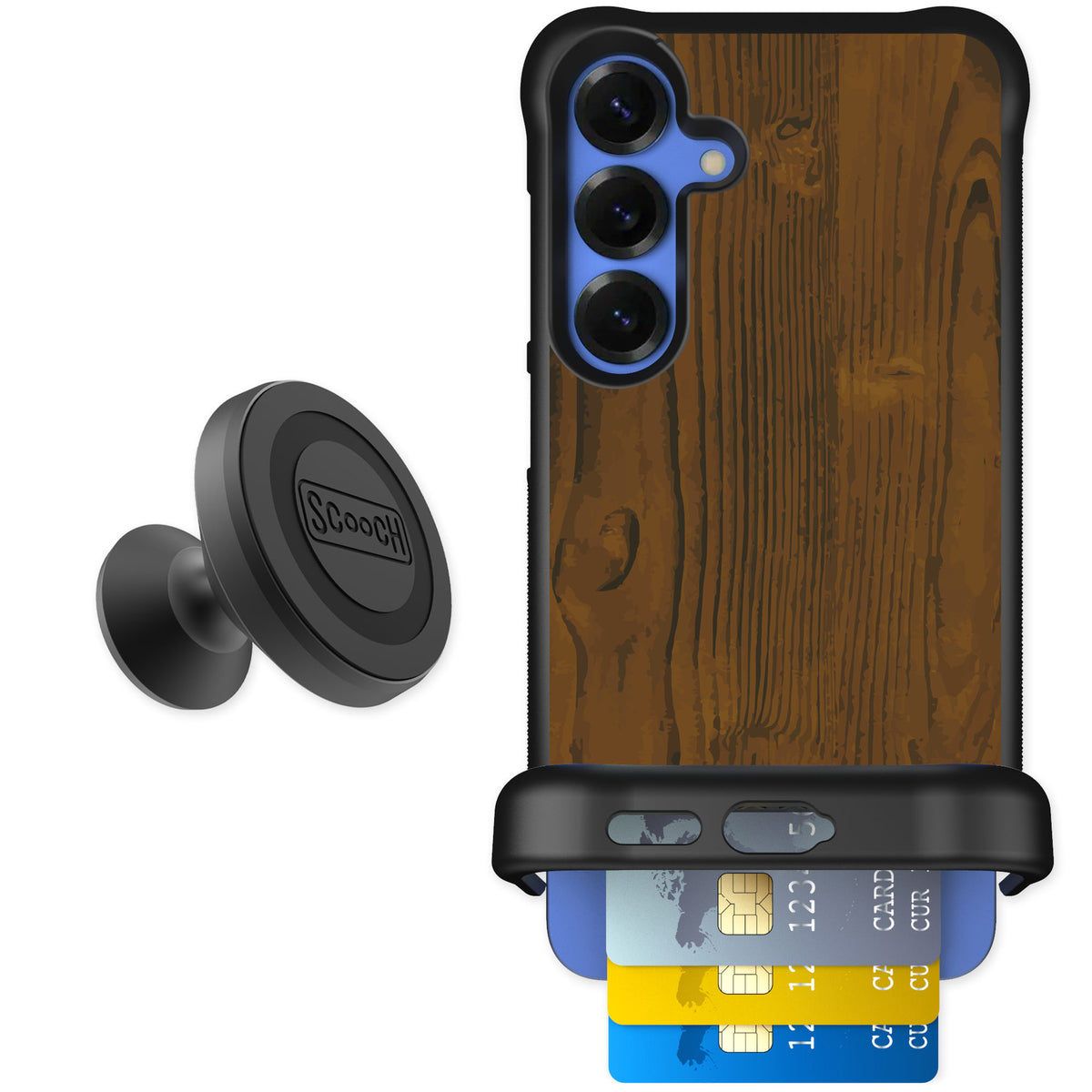 Scooch Wingmate Wood Grain for Galaxy S25+ — Starter Bundle