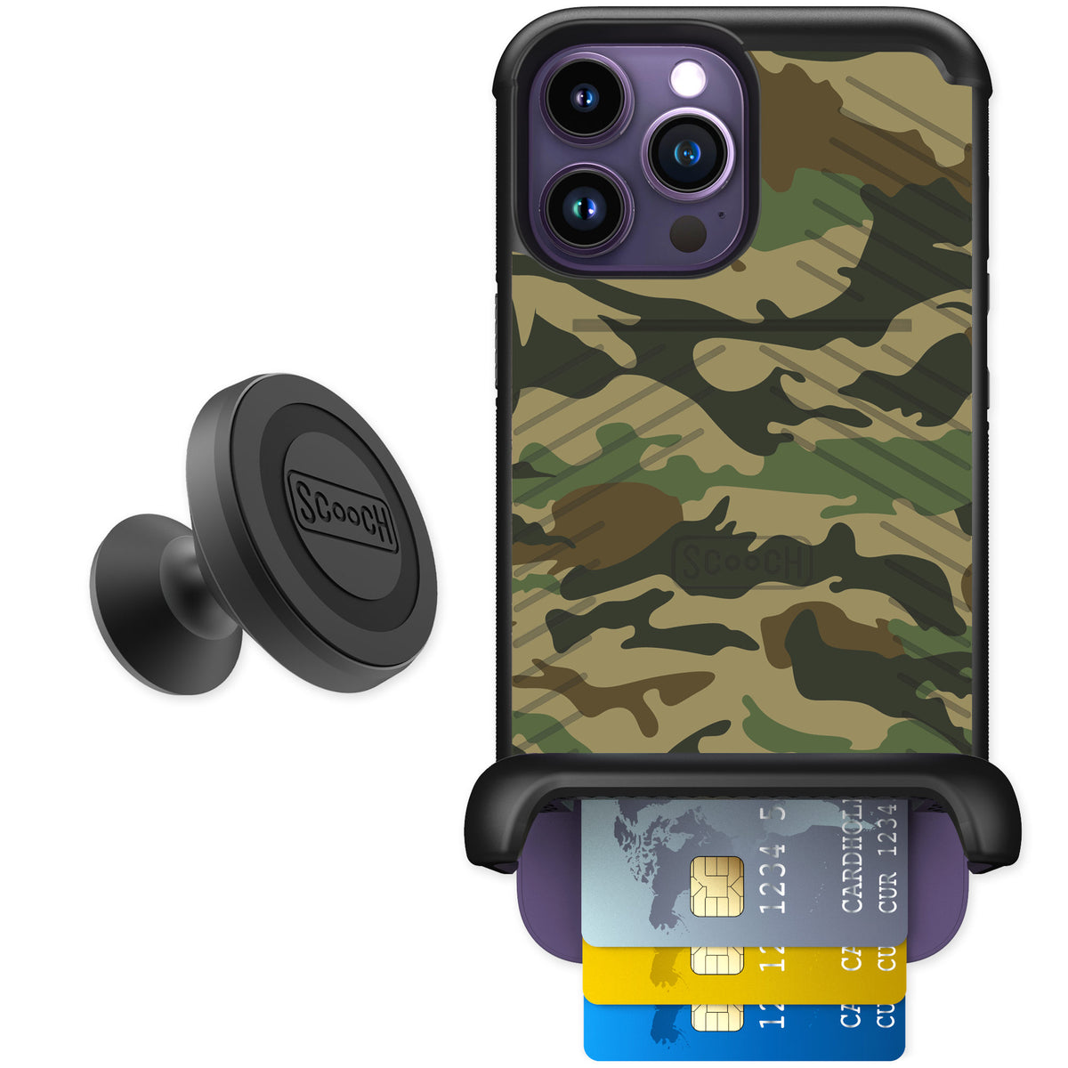 Scooch Wingmate Classic Camo for iPhone 14 Pro Max — Starter Bundle