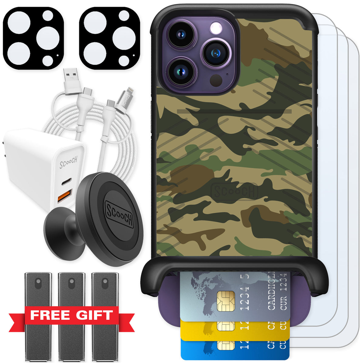 Scooch Wingmate Classic Camo for iPhone 14 Pro Max — Ultimate Bundle