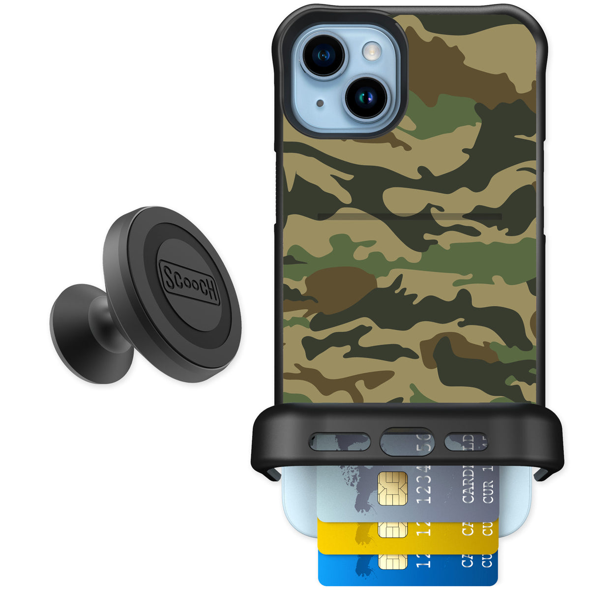 Scooch Wingmate Classic Camo for iPhone 14 Plus — Starter Bundle