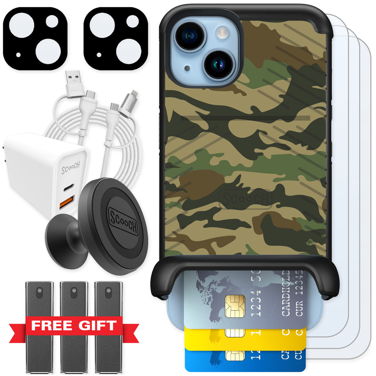 Scooch Wingmate Classic Camo for iPhone 14 — Ultimate Bundle