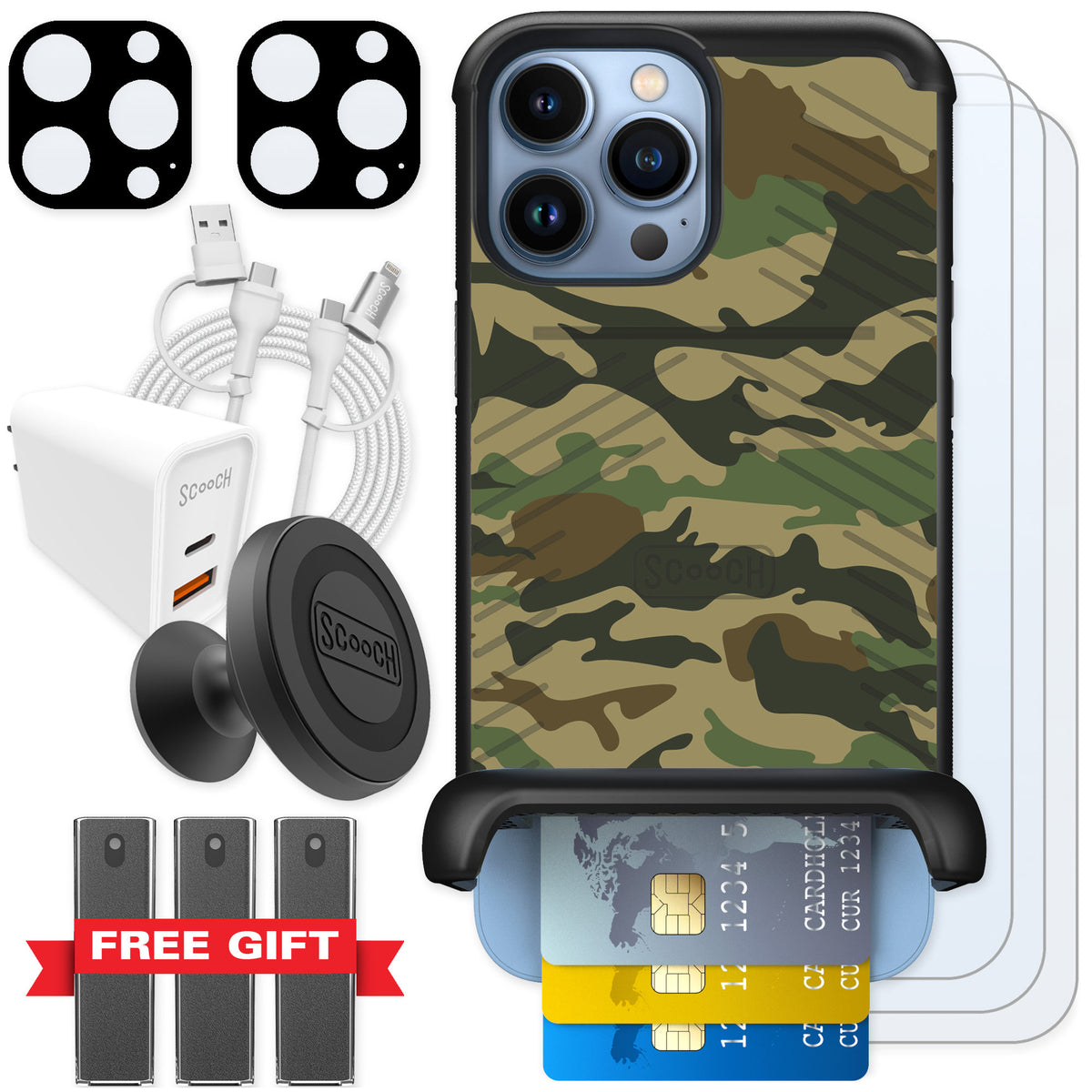 Scooch Wingmate Classic Camo for iPhone 13 Pro Max — Ultimate Bundle