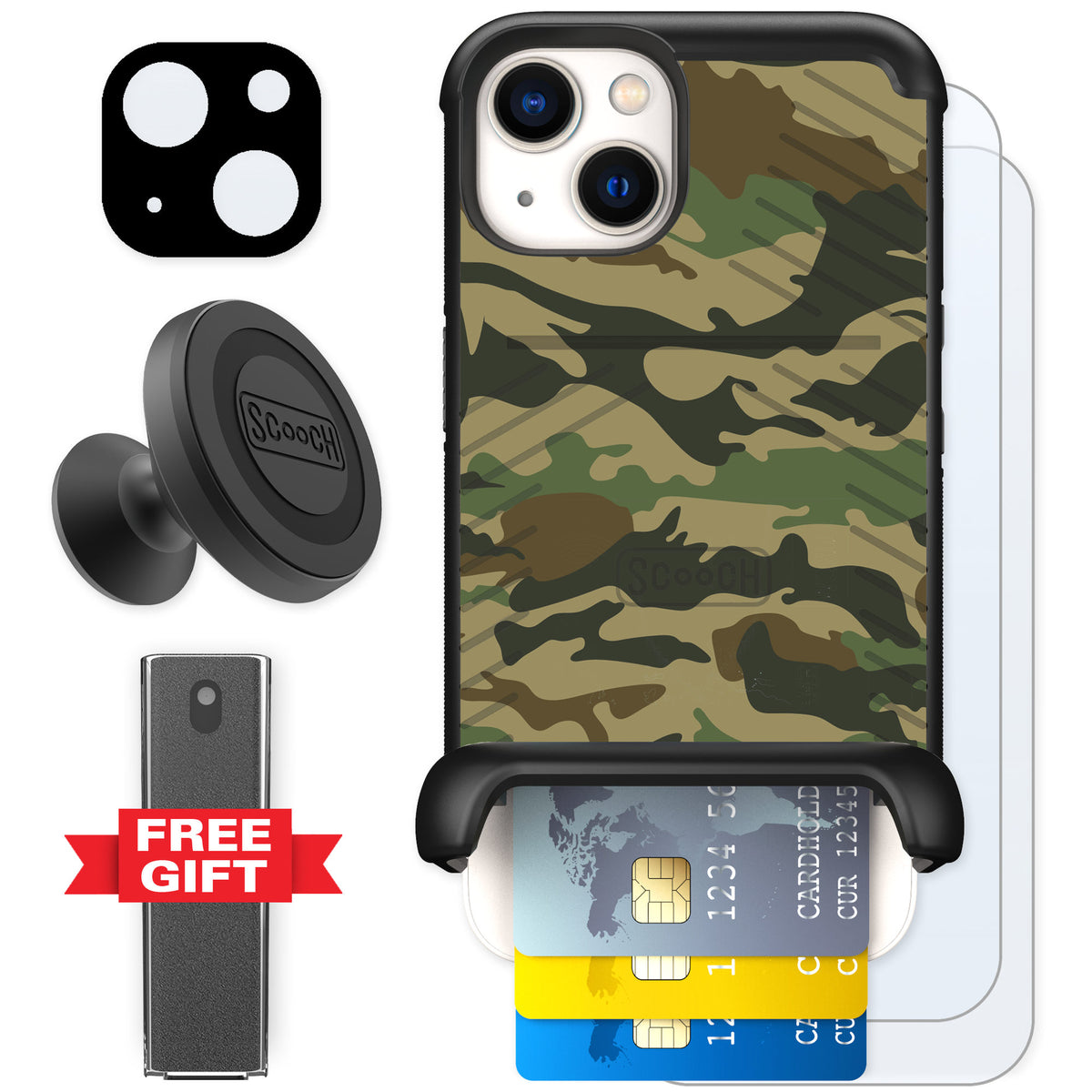 Scooch Wingmate Classic Camo for iPhone 13 — Defender Bundle