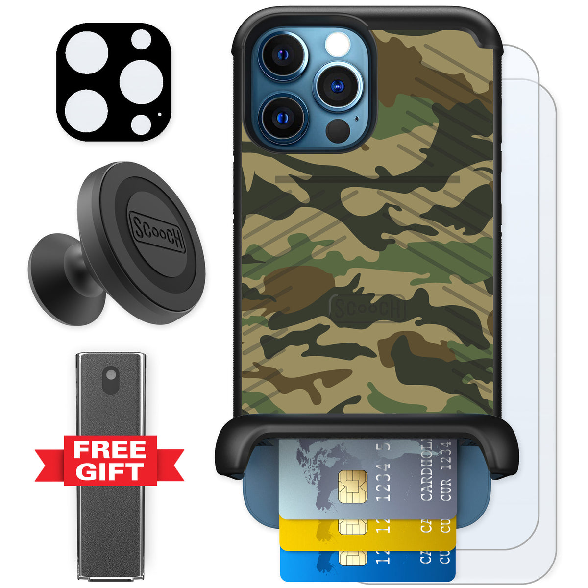 Scooch Wingmate Classic Camo for iPhone 12 Pro — Defender Bundle