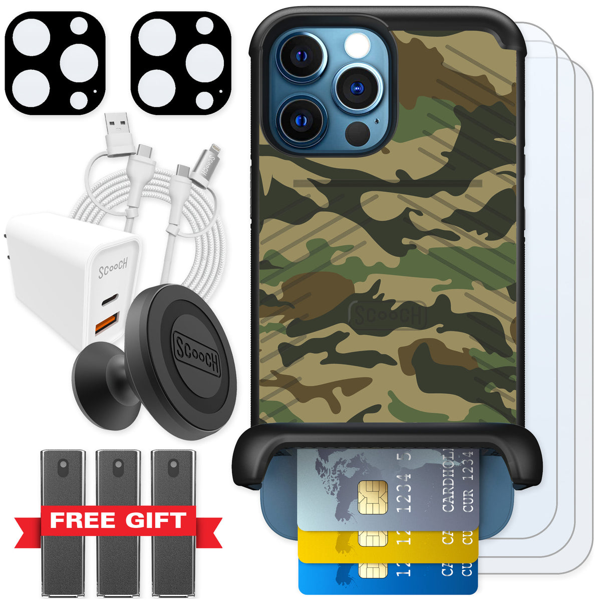 Scooch Wingmate Classic Camo for iPhone 12 Pro — Ultimate Bundle