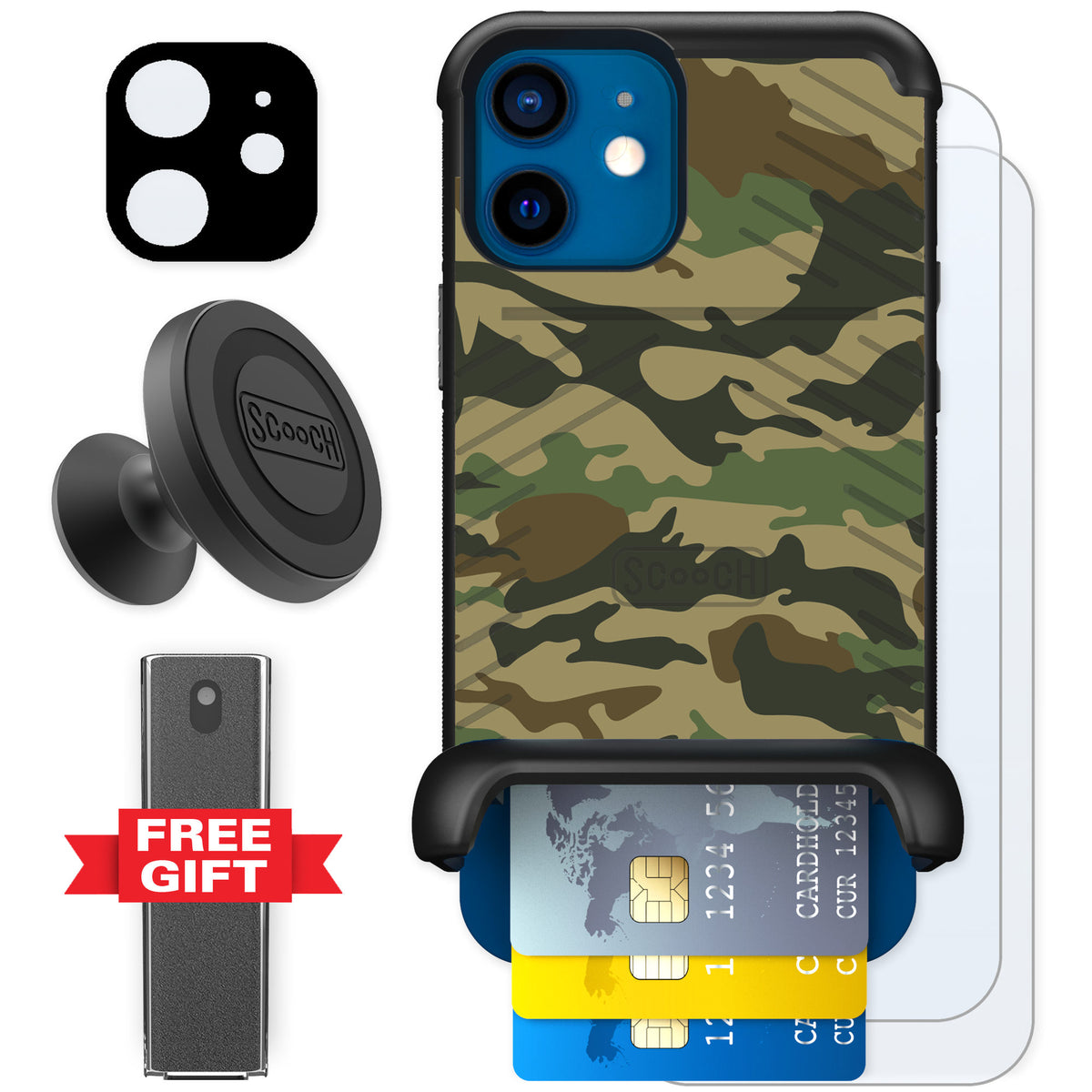 Scooch Wingmate Classic Camo for iPhone 12 — Defender Bundle
