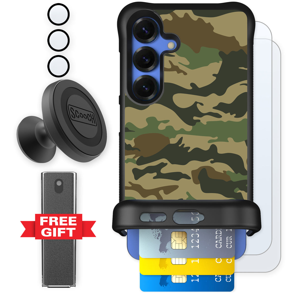 Scooch Wingmate Classic Camo for Galaxy S25 — Defender Bundle