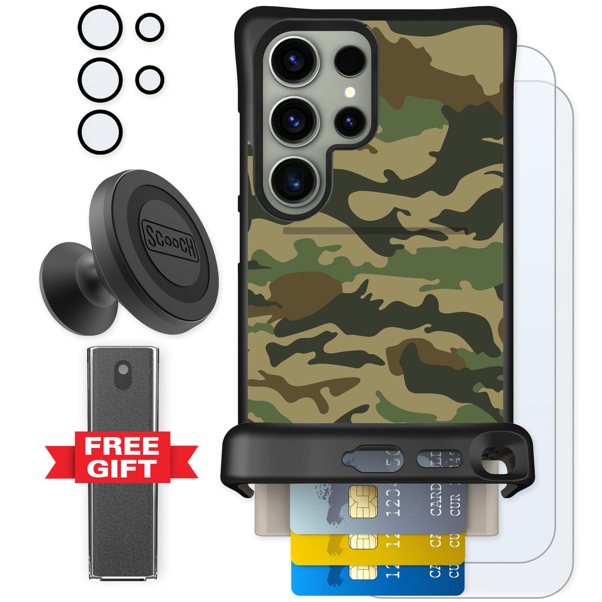Scooch Wingmate Classic Camo for Galaxy S24 Ultra — Defender Bundle