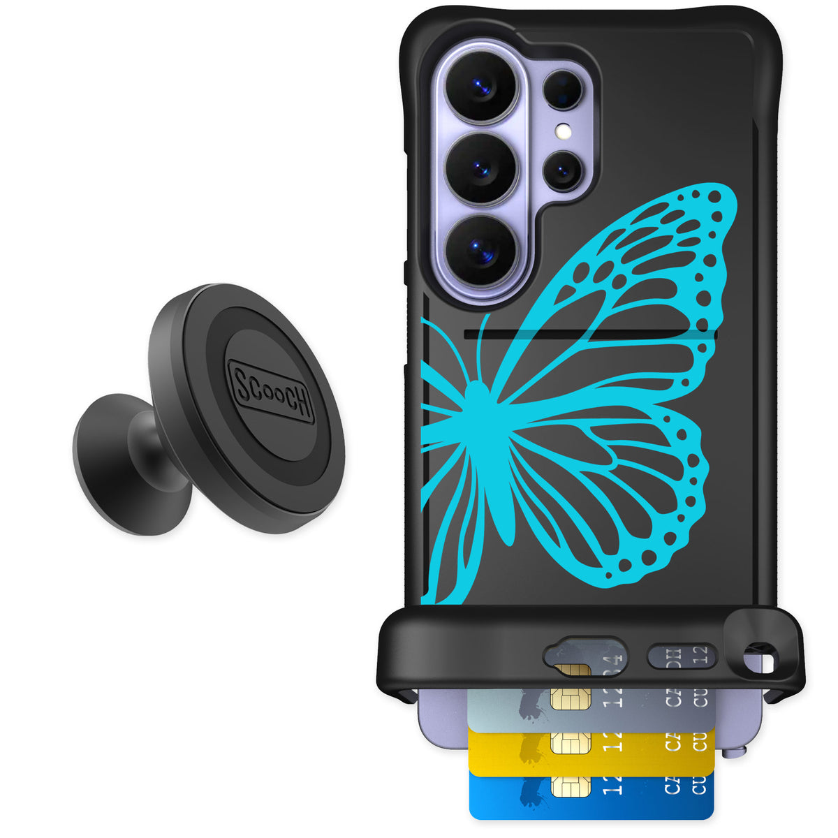 Scooch Wingmate Azure Butterfly for Galaxy S26 Ultra — Starter Bundle
