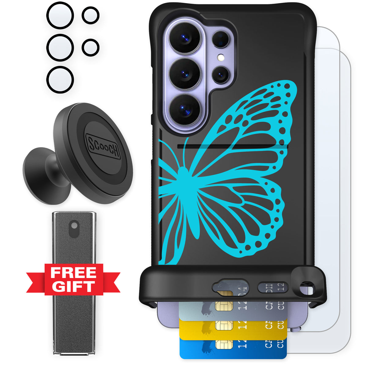 Scooch Wingmate Azure Butterfly for Galaxy S26 Ultra — Defender Bundle