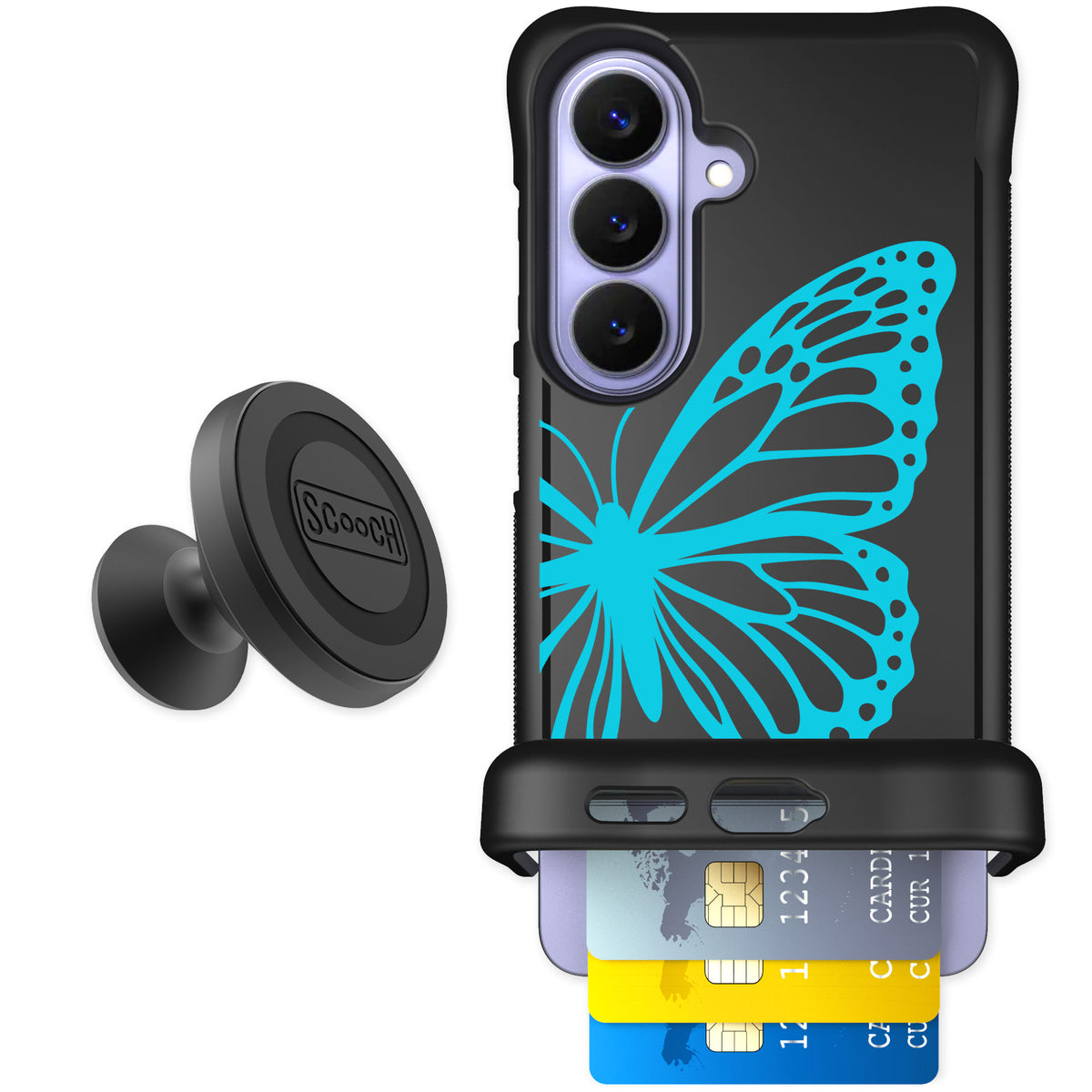 Scooch Wingmate Azure Butterfly for Galaxy S26 — Starter Bundle
