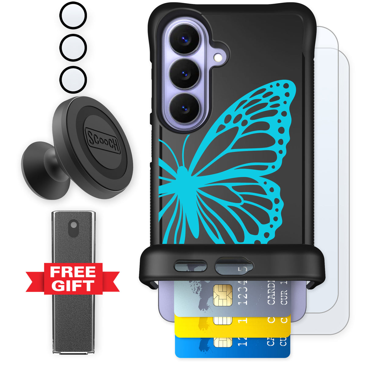 Scooch Wingmate Azure Butterfly for Galaxy S26 — Defender Bundle