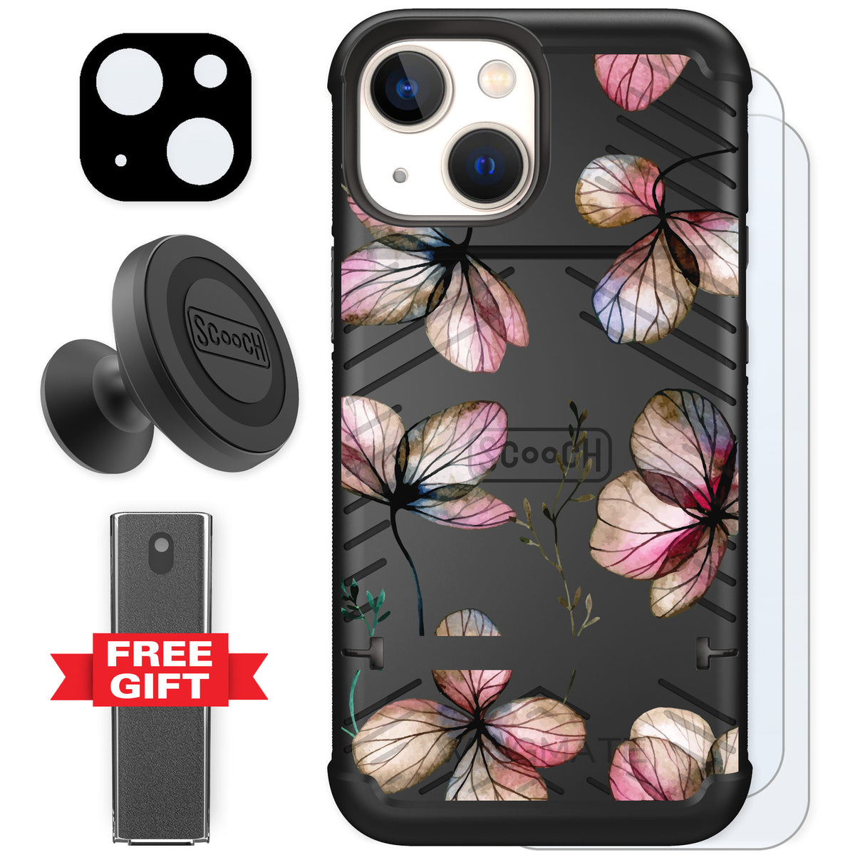 Scooch Wingmate Dried Flowers for iPhone 13 mini — Defender Bundle