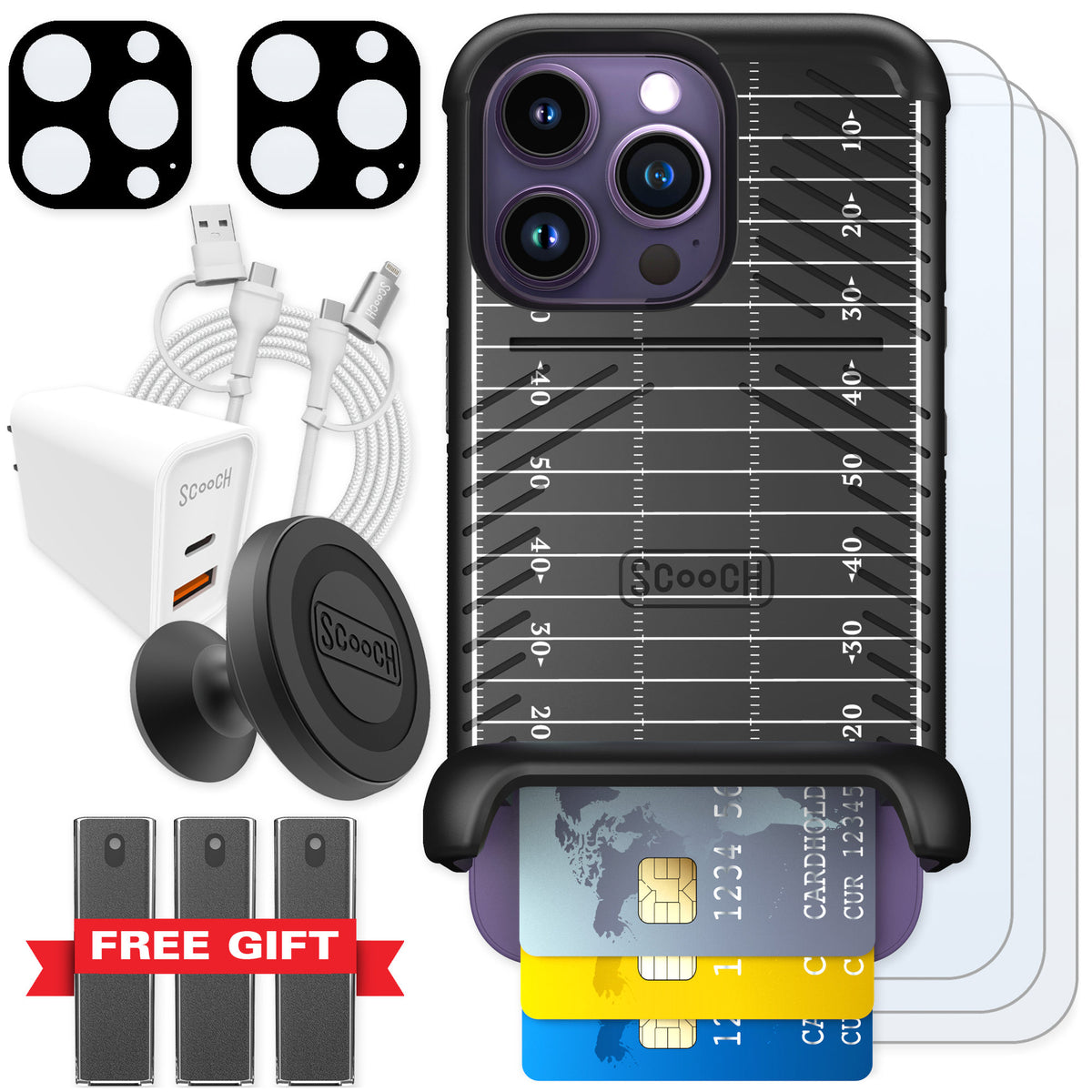 Scooch Wingmate Yard Lines for iPhone 14 Pro — Ultimate Bundle