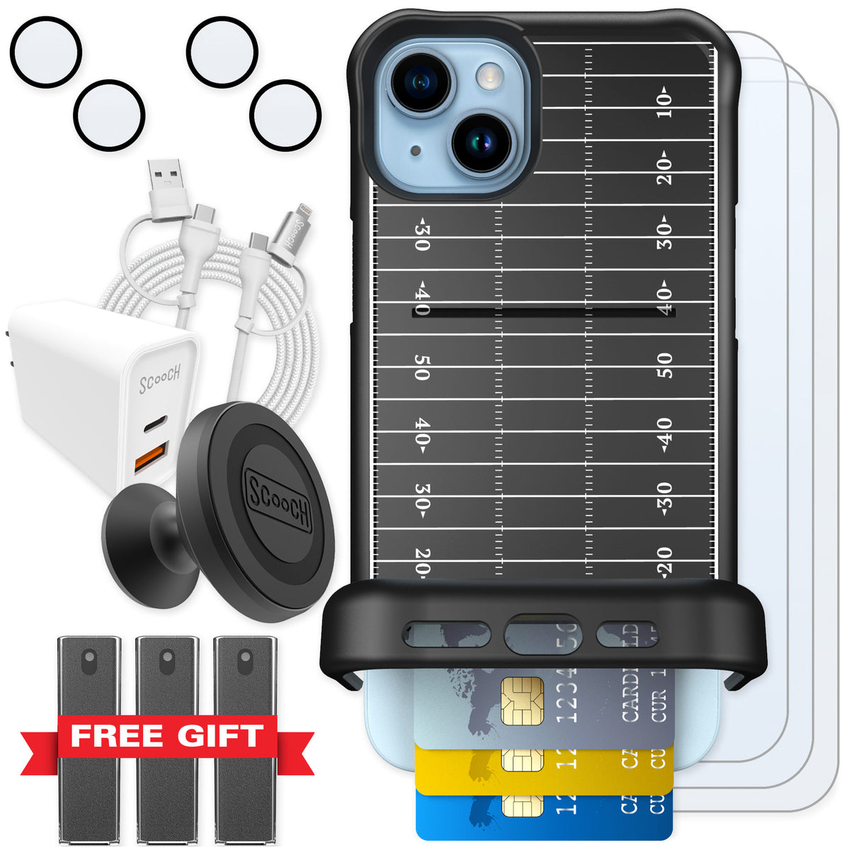 Scooch Wingmate Yard Lines for iPhone 14 Plus — Ultimate Bundle