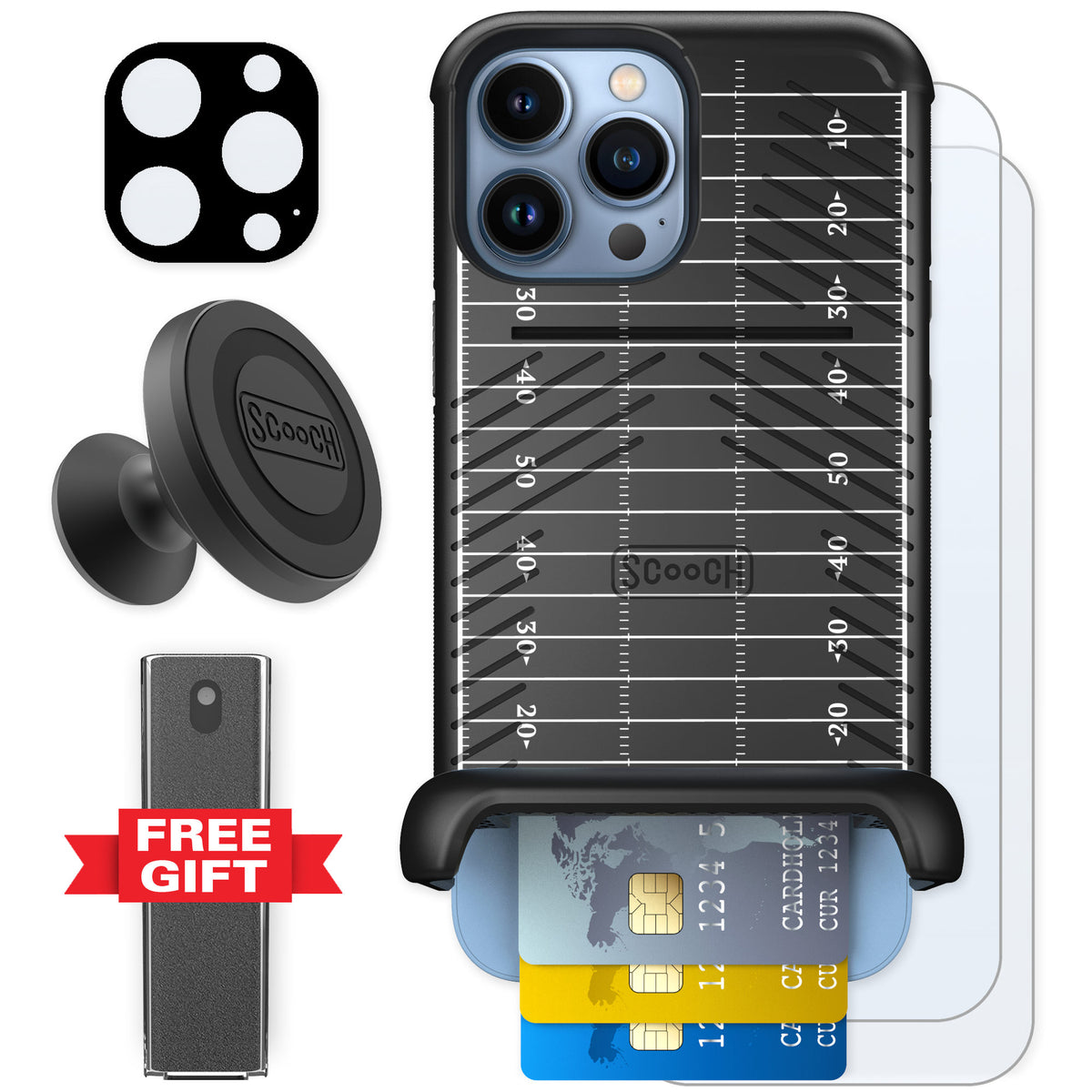 Scooch Wingmate Yard Lines for iPhone 13 Pro Max — Defender Bundle