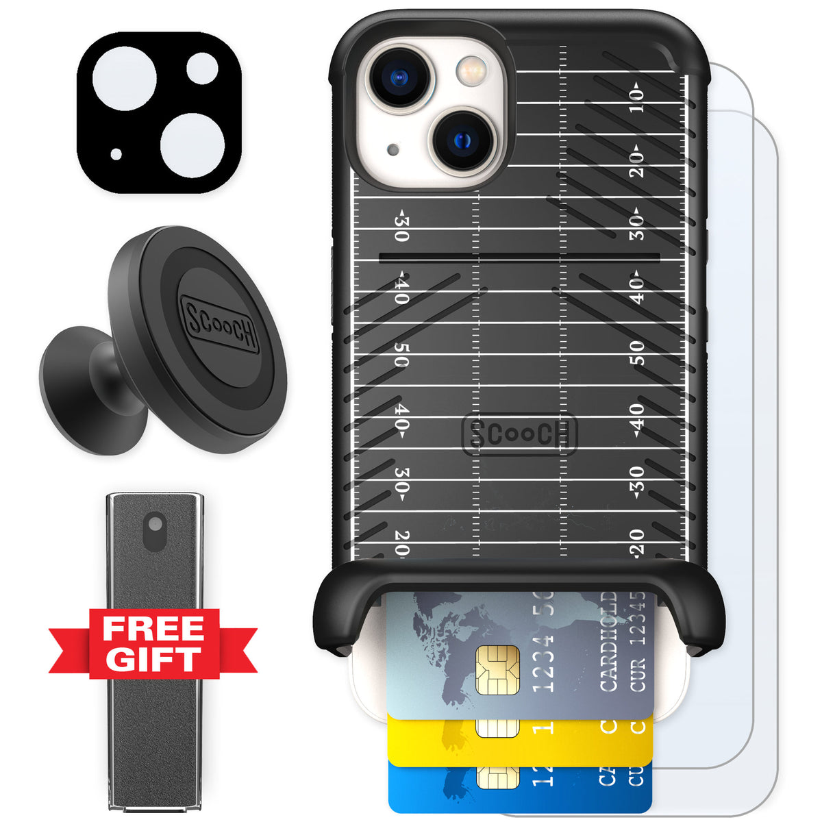 Scooch Wingmate Yard Lines for iPhone 13 — Defender Bundle