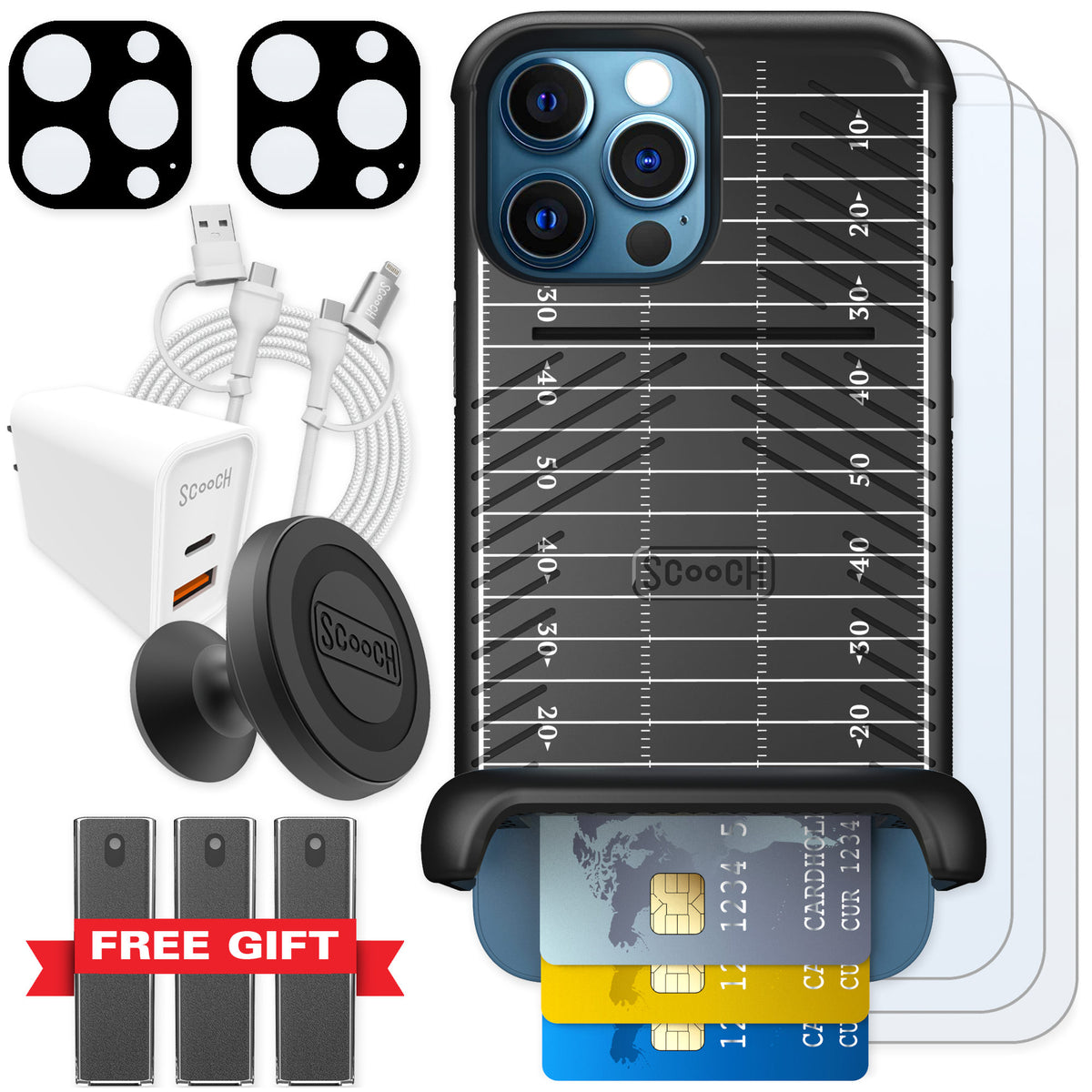 Scooch Wingmate Yard Lines for iPhone 12 Pro — Ultimate Bundle