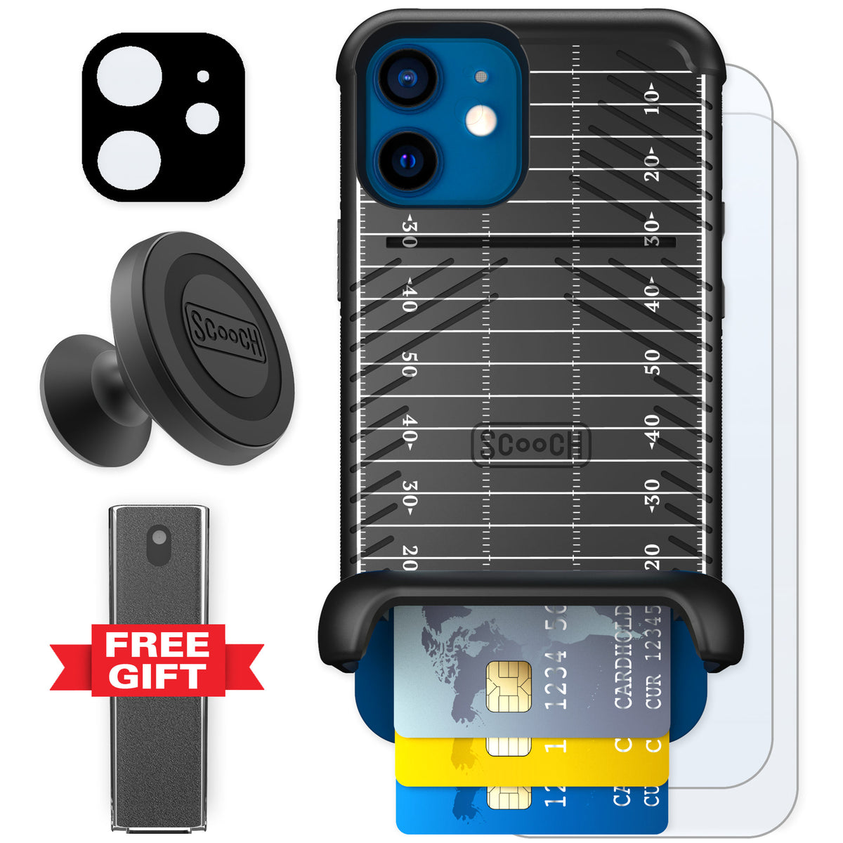 Scooch Wingmate Yard Lines for iPhone 12 — Defender Bundle