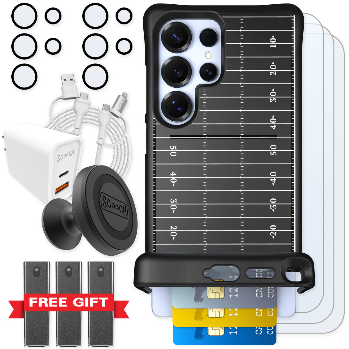 Scooch Wingmate Yard Lines for Galaxy S25 Ultra — Ultimate Bundle