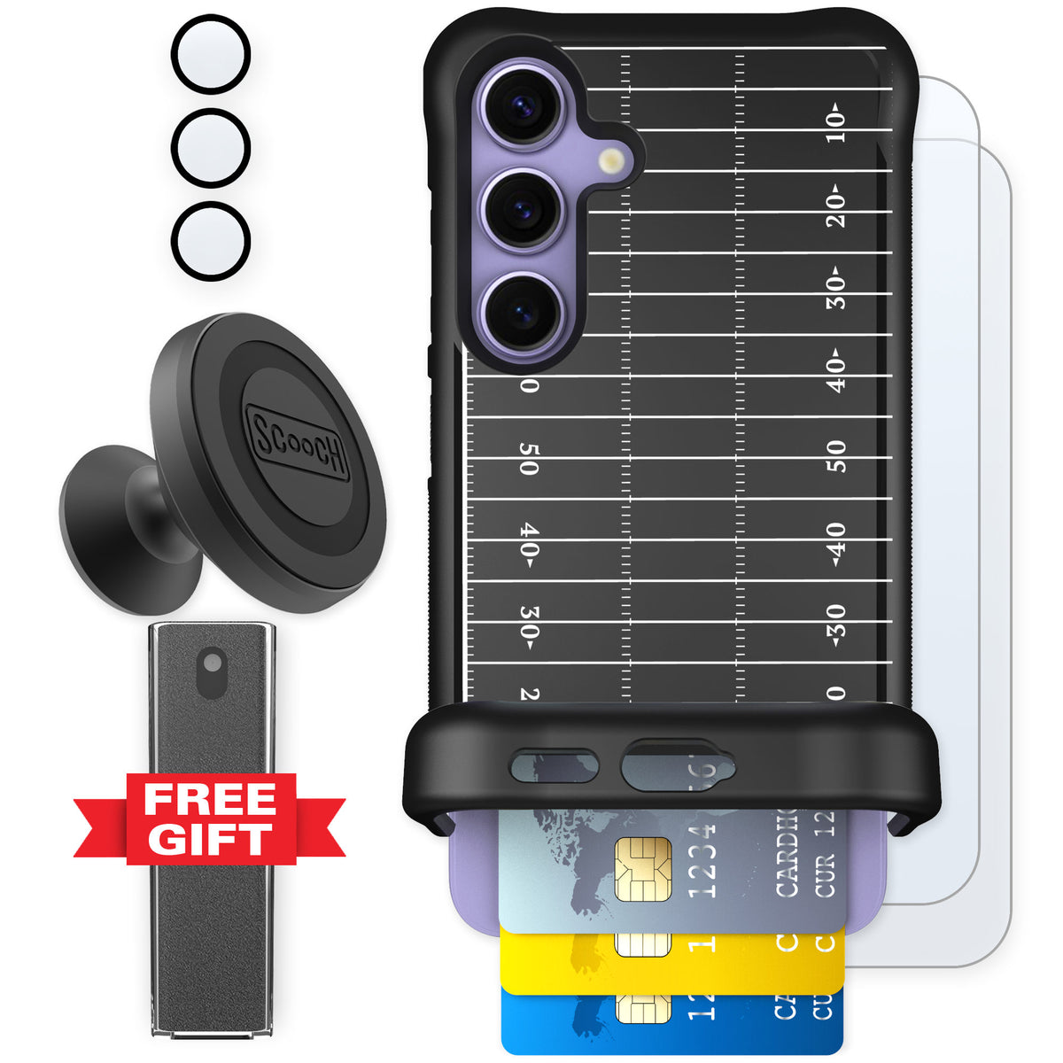 Scooch Wingmate Yard Lines for Galaxy S24 — Defender Bundle