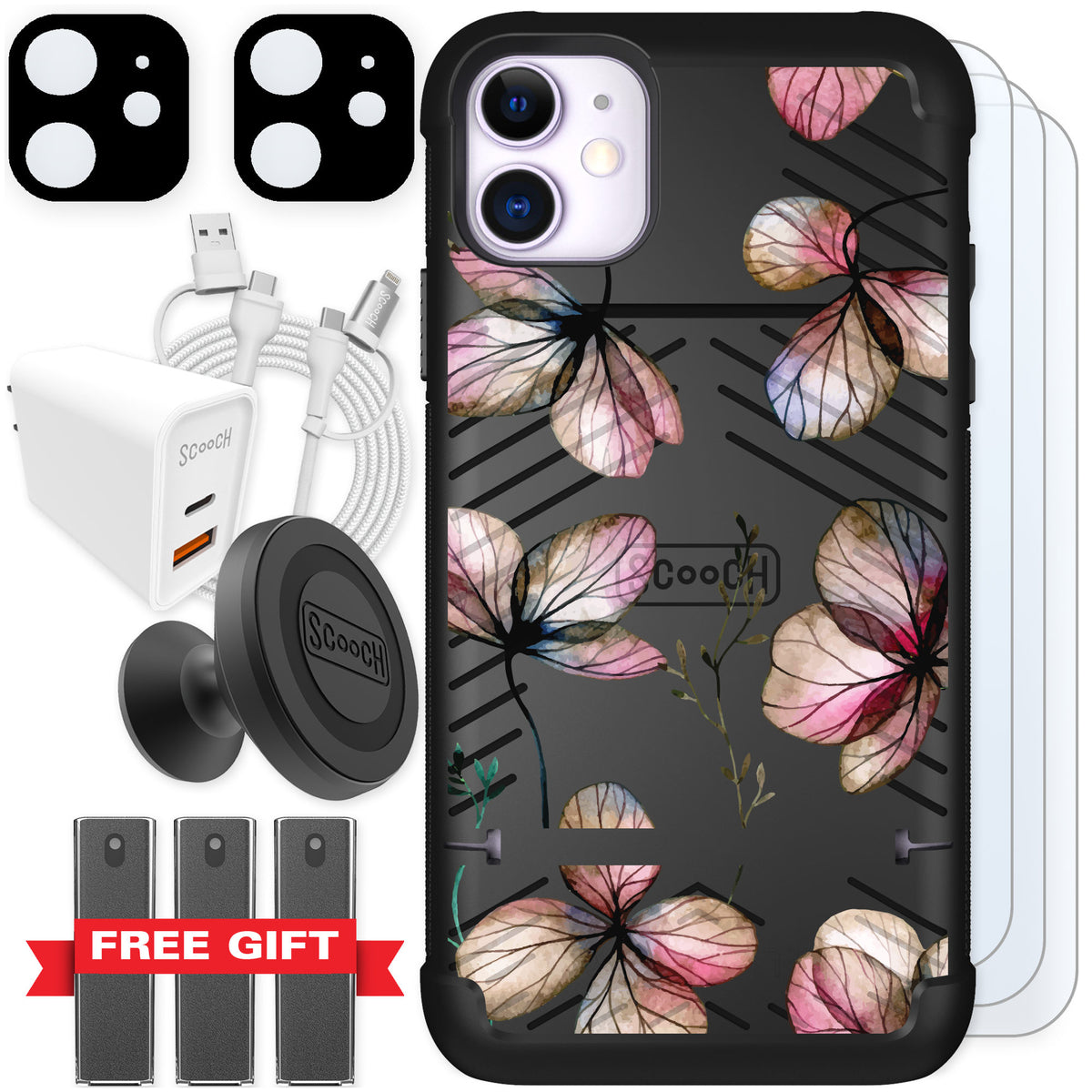 Scooch Wingmate Dried Flowers for iPhone 11 — Ultimate Bundle