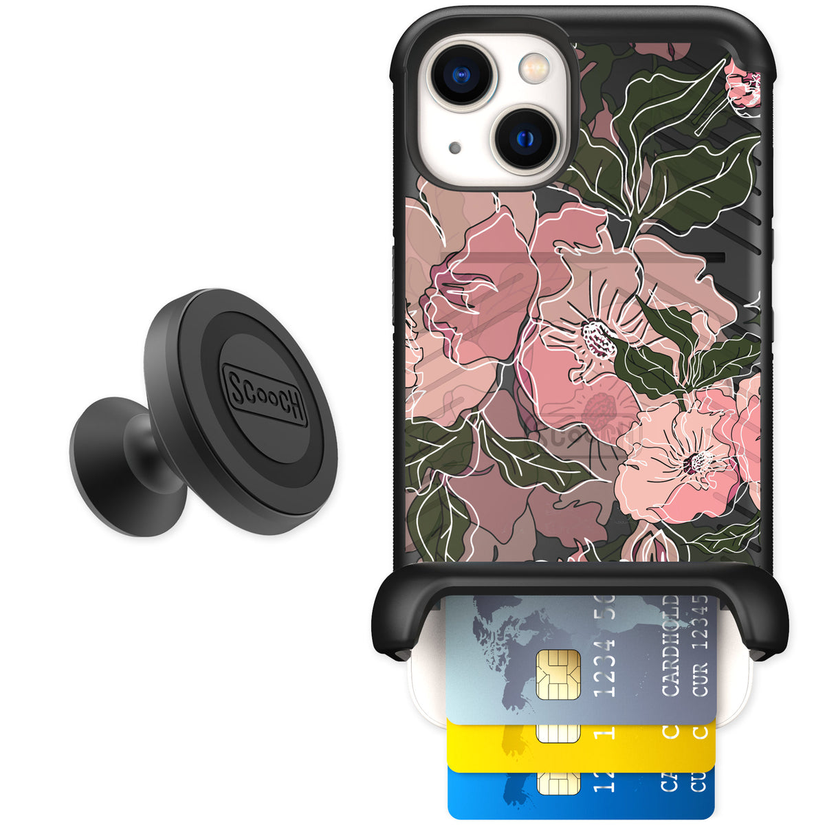 Scooch Wingmate Blush Botanical for iPhone 13 — Starter Bundle