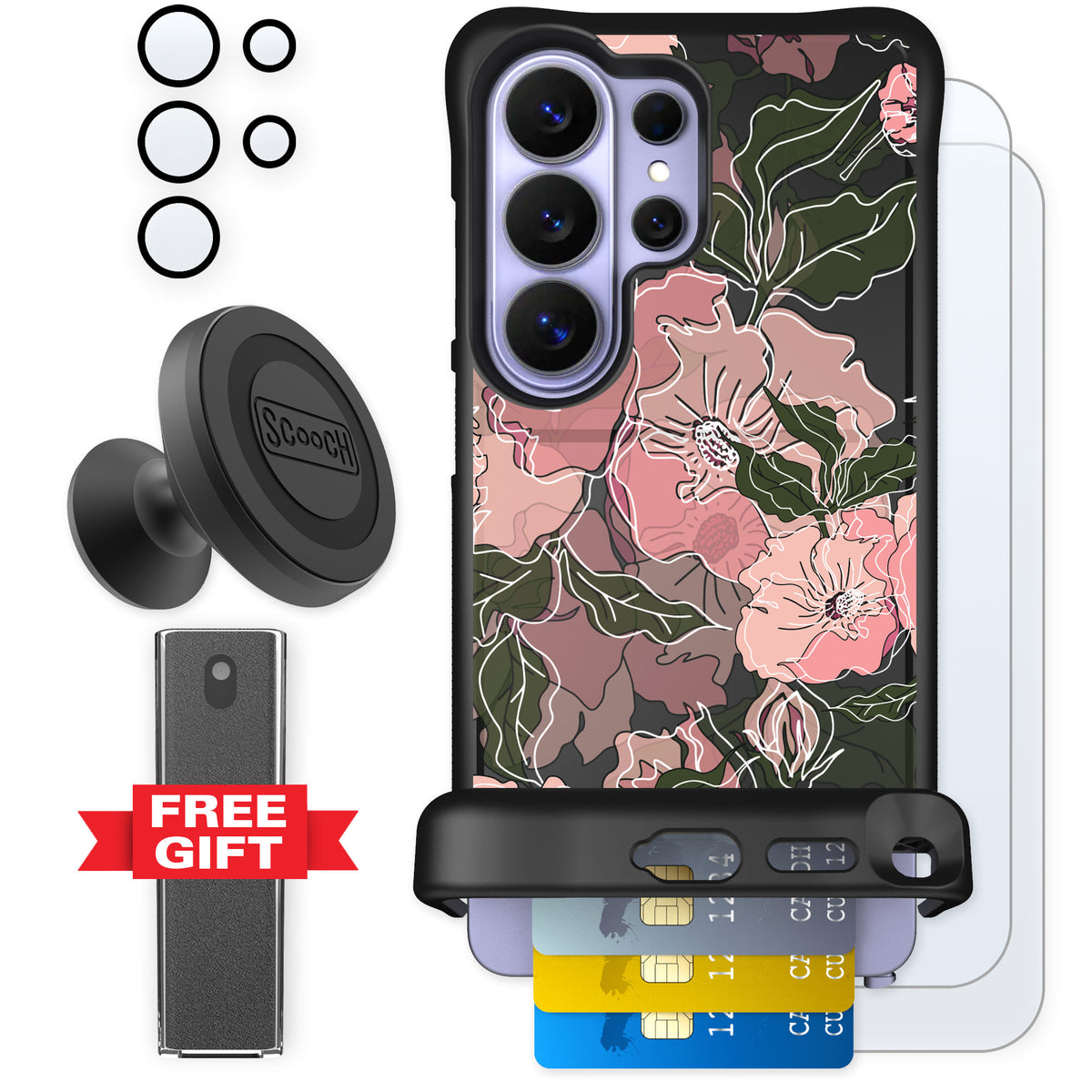 Scooch Wingmate Blush Botanical for Galaxy S26 Ultra — Defender Bundle