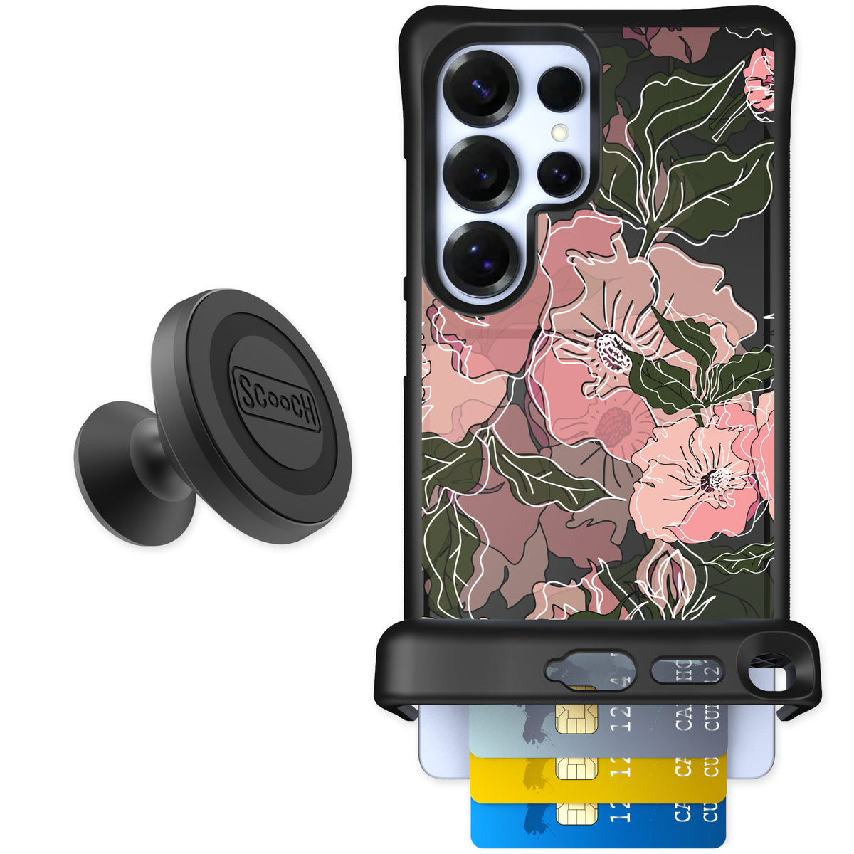 Scooch Wingmate Blush Botanical for Galaxy S25 Ultra — Starter Bundle