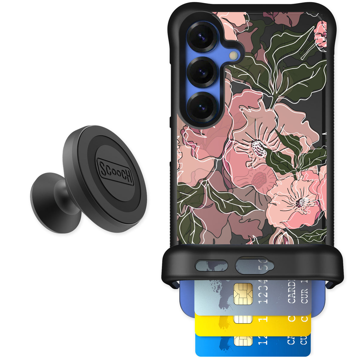 Scooch Wingmate Blush Botanical for Galaxy S25 — Starter Bundle