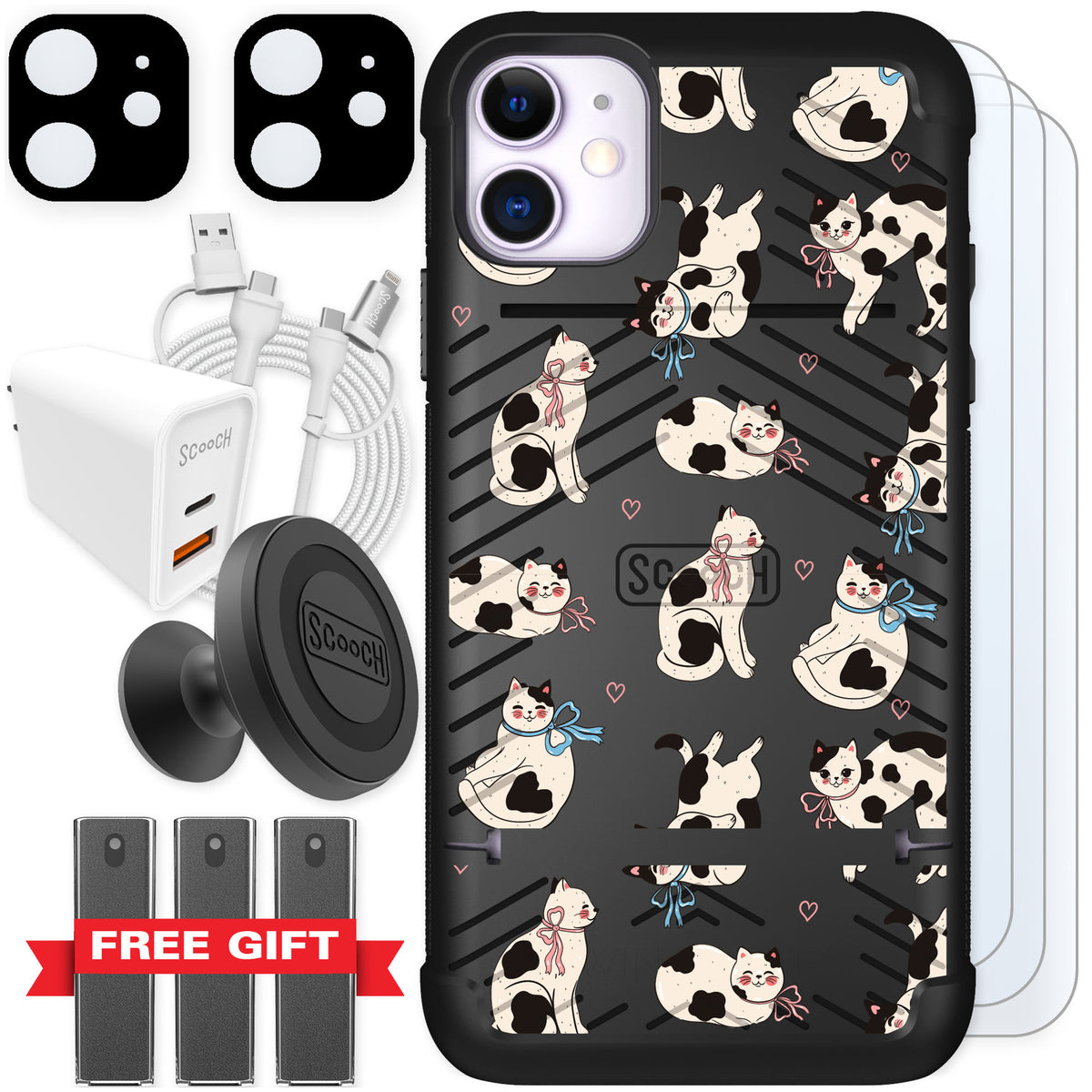 Scooch Wingmate Bow Kitties for iPhone 11 — Ultimate Bundle