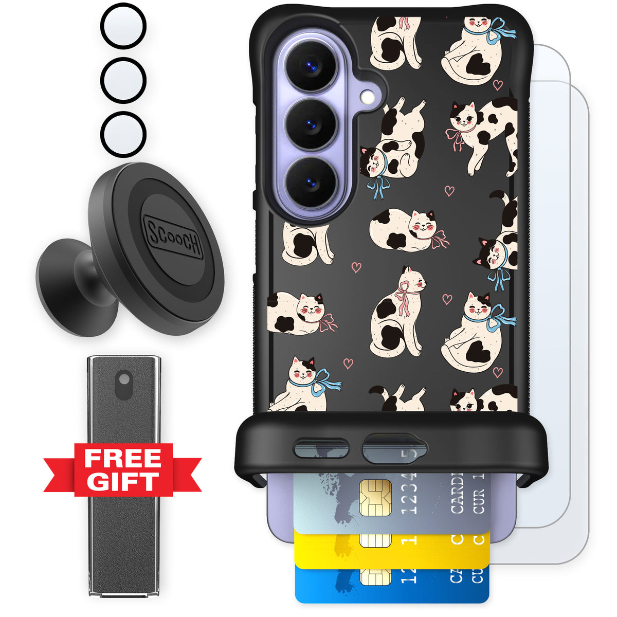 Scooch Wingmate Bow Kitties for Galaxy S26 — Defender Bundle