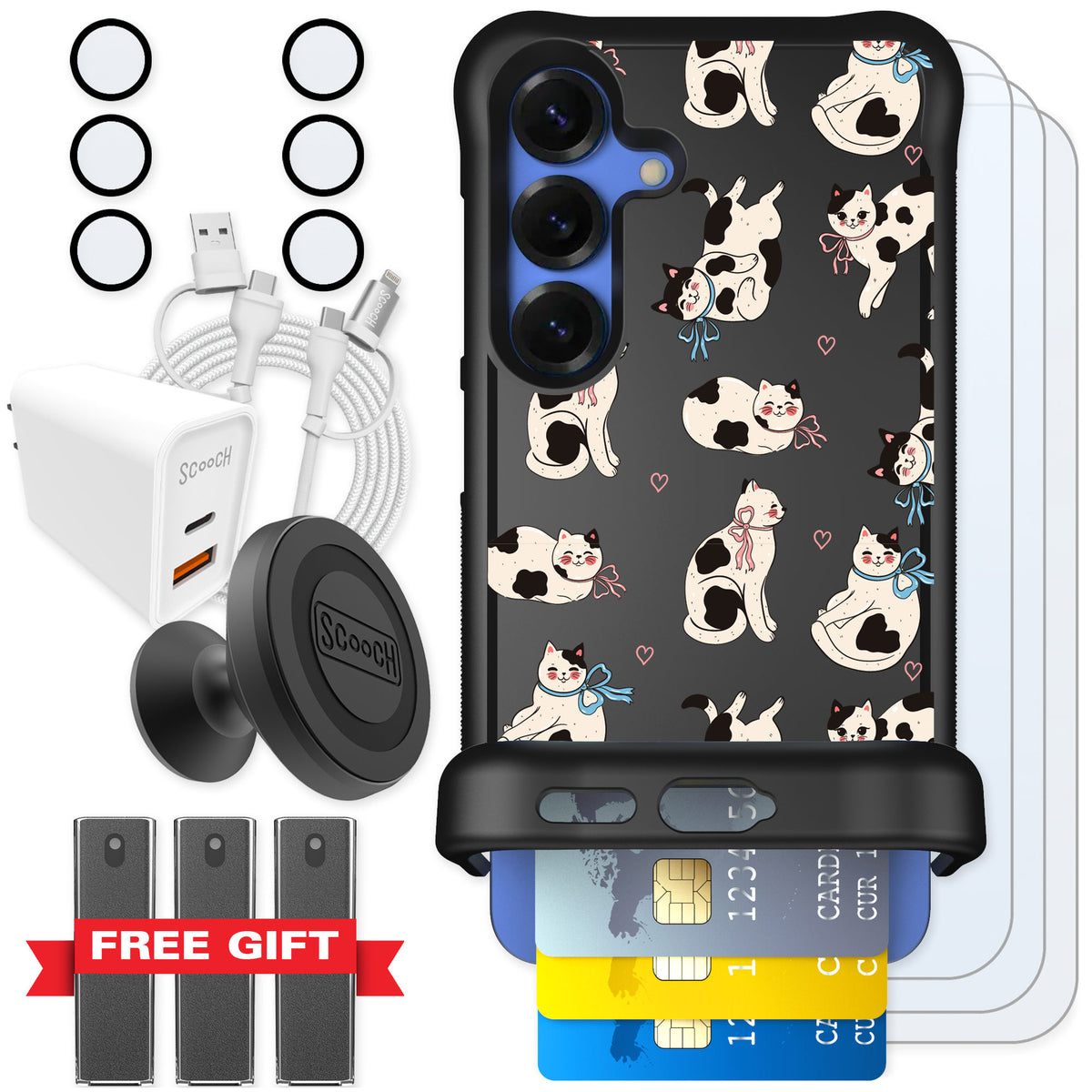 Scooch Wingmate Bow Kitties for Galaxy S25 — Ultimate Bundle